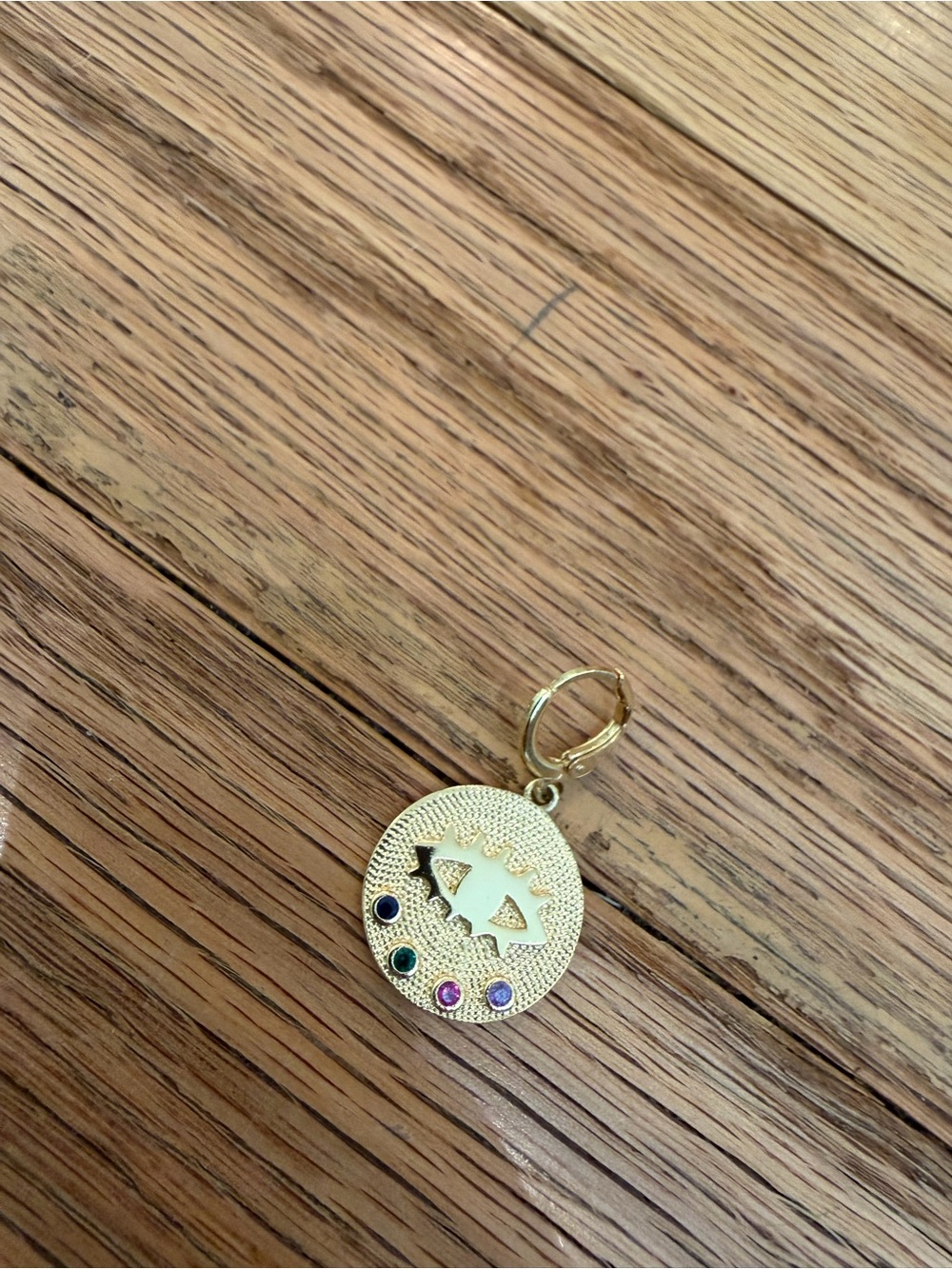 Gold Eye Charm with Multicolored Stones